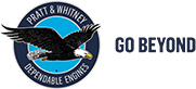 Logo da Pratt e Whitney escrito em preto